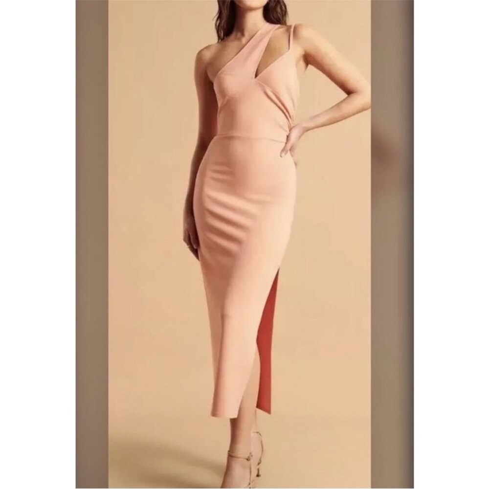 Abercrombie and Fitch Peach One Shoulder Midi Dress
